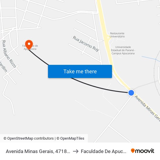 Avenida Minas Gerais, 4718-4732 to Faculdade De Apucarana map