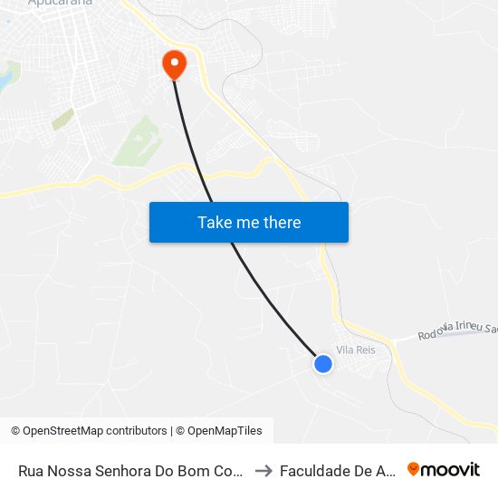 Rua Nossa Senhora Do Bom Conselho, 635-783 to Faculdade De Apucarana map