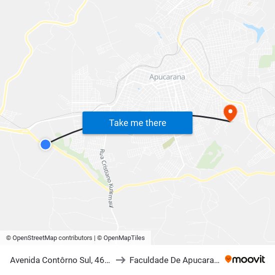Avenida Contôrno Sul, 4623 to Faculdade De Apucarana map