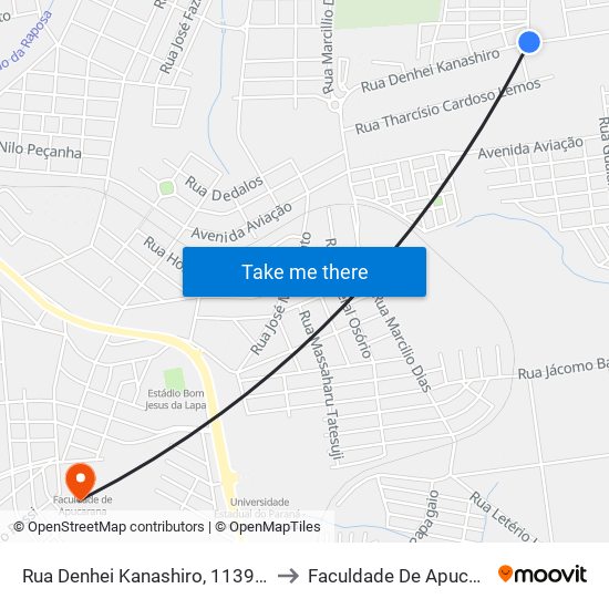 Rua Denhei Kanashiro, 1139-1215 to Faculdade De Apucarana map