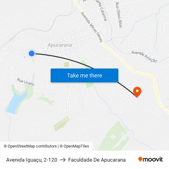 Avenida Iguaçu, 2-120 to Faculdade De Apucarana map