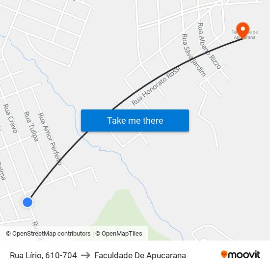 Rua Lírio, 610-704 to Faculdade De Apucarana map