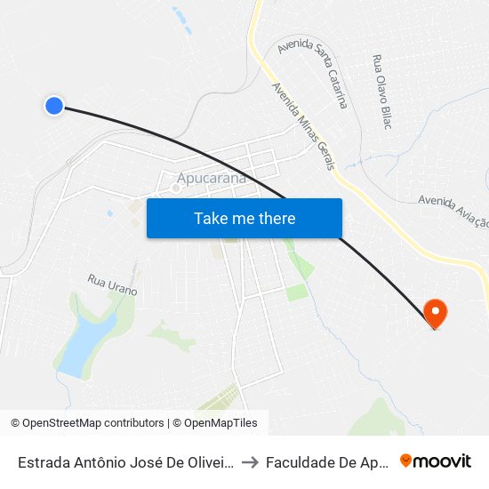 Estrada Antônio José De Oliveira, 278-376 to Faculdade De Apucarana map