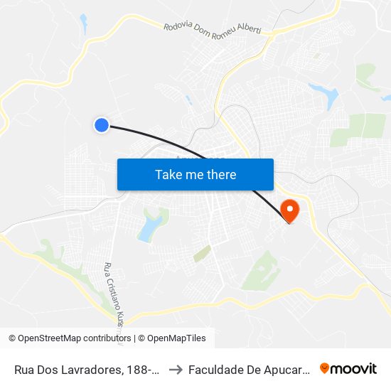 Rua Dos Lavradores, 188-430 to Faculdade De Apucarana map