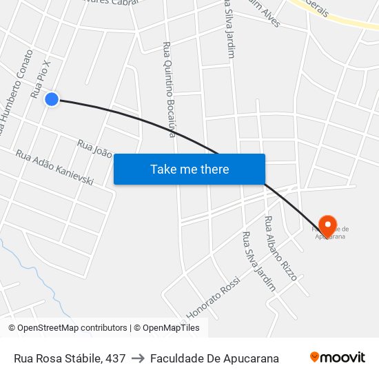 Rua Rosa Stábile, 437 to Faculdade De Apucarana map