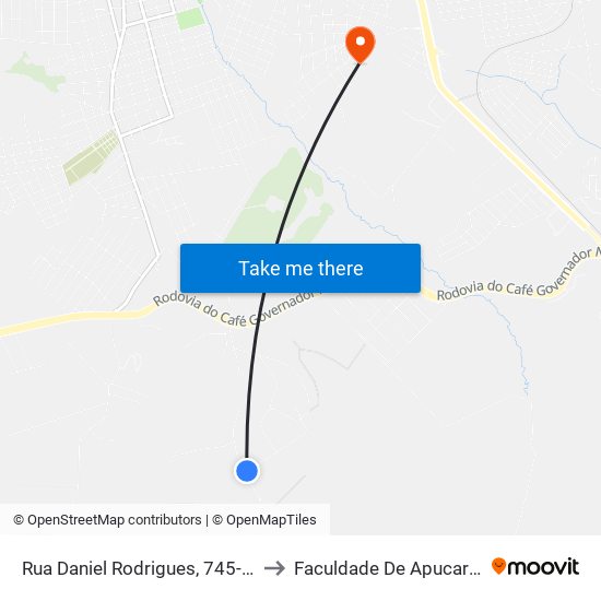 Rua Daniel Rodrigues, 745-805 to Faculdade De Apucarana map