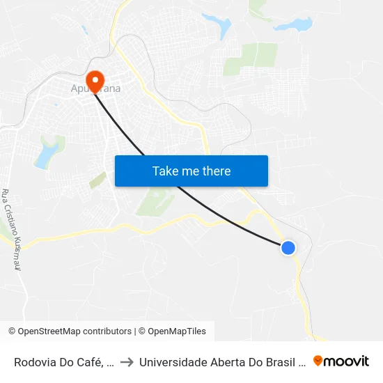 Rodovia Do Café, 4423-4511 to Universidade Aberta Do Brasil - Polo Apucarana map