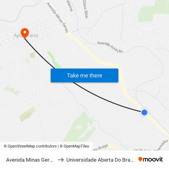 Avenida Minas Gerais, 5277-5291 to Universidade Aberta Do Brasil - Polo Apucarana map