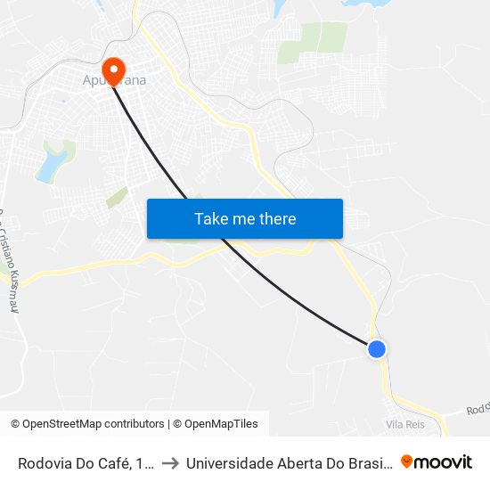 Rodovia Do Café, 10835-10943 to Universidade Aberta Do Brasil - Polo Apucarana map