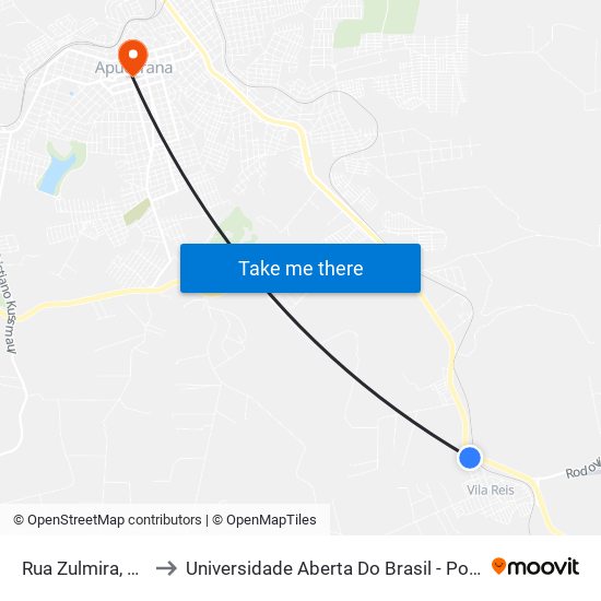 Rua Zulmira, 50-110 to Universidade Aberta Do Brasil - Polo Apucarana map