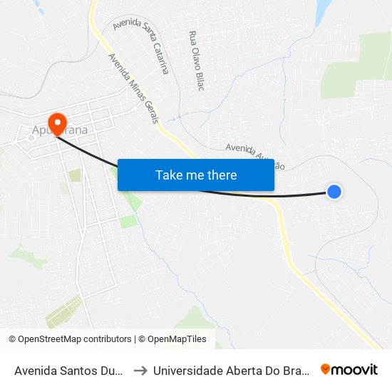 Avenida Santos Dumont, 508-618 to Universidade Aberta Do Brasil - Polo Apucarana map