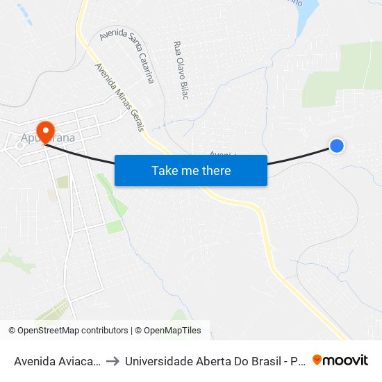 Avenida Aviacao, 2385 to Universidade Aberta Do Brasil - Polo Apucarana map