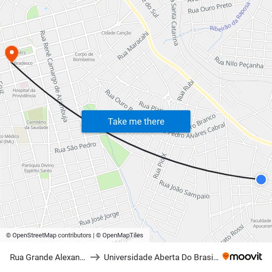 Rua Grande Alexandre, 167-237 to Universidade Aberta Do Brasil - Polo Apucarana map