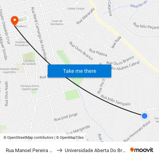 Rua Manoel Pereira Luanda, 324-410 to Universidade Aberta Do Brasil - Polo Apucarana map