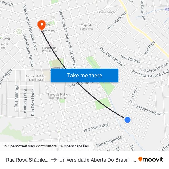 Rua Rosa Stábile, 703-771 to Universidade Aberta Do Brasil - Polo Apucarana map