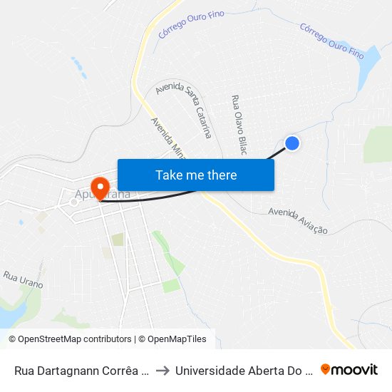 Rua Dartagnann Corrêa Da Silva Bertóia, 24-84 to Universidade Aberta Do Brasil - Polo Apucarana map