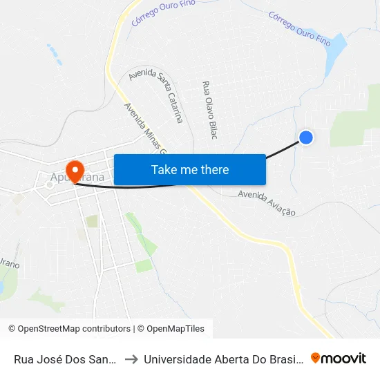 Rua José Dos Santos Lebre, 29 to Universidade Aberta Do Brasil - Polo Apucarana map
