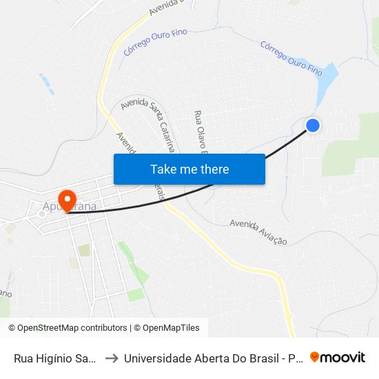 Rua Higínio Sacheli, 54 to Universidade Aberta Do Brasil - Polo Apucarana map