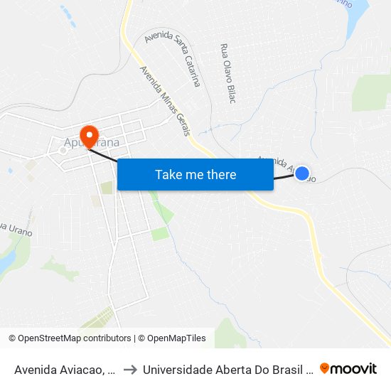 Avenida Aviacao, 1101-1159 to Universidade Aberta Do Brasil - Polo Apucarana map