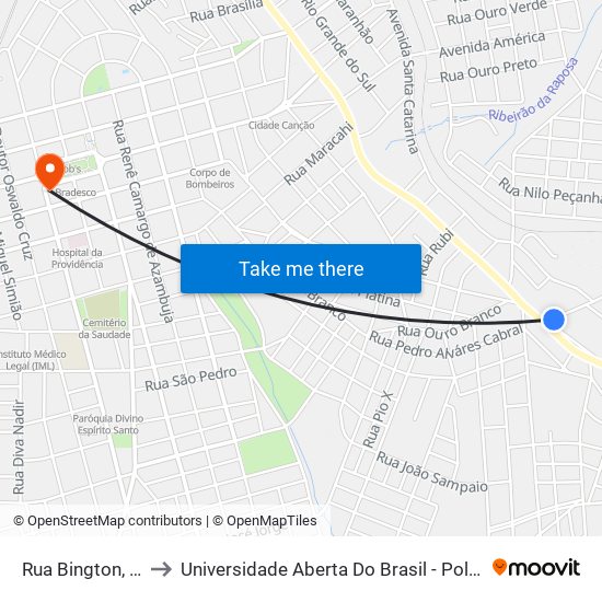 Rua Bington, 20-98 to Universidade Aberta Do Brasil - Polo Apucarana map