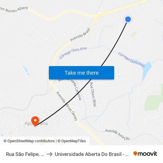 Rua São Felipe, 616-722 to Universidade Aberta Do Brasil - Polo Apucarana map