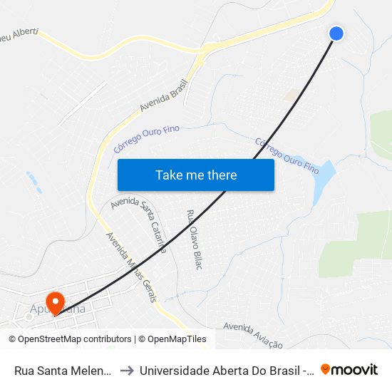 Rua Santa Melena, 220-358 to Universidade Aberta Do Brasil - Polo Apucarana map