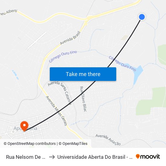 Rua Nelsom De Souza, 27 to Universidade Aberta Do Brasil - Polo Apucarana map