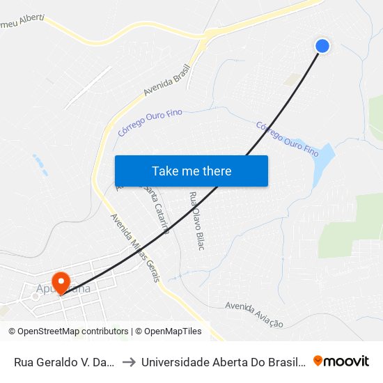 Rua Geraldo V. Da Cunha, 146 to Universidade Aberta Do Brasil - Polo Apucarana map