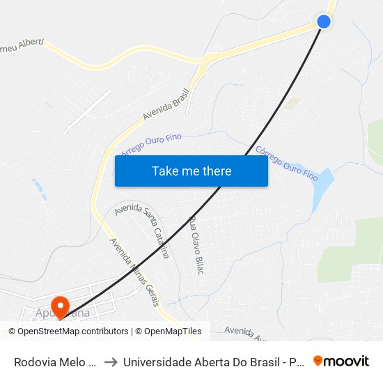 Rodovia Melo Peixoto to Universidade Aberta Do Brasil - Polo Apucarana map