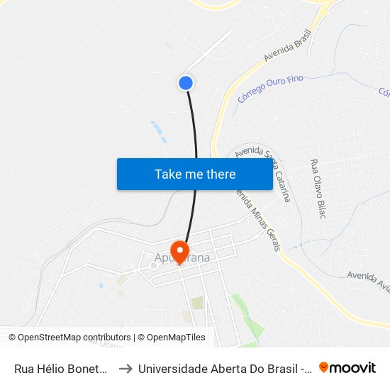 Rua Hélio Boneto, 332-490 to Universidade Aberta Do Brasil - Polo Apucarana map