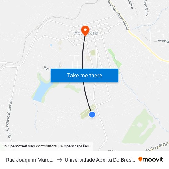 Rua Joaquim Marquês Dias, 181 to Universidade Aberta Do Brasil - Polo Apucarana map