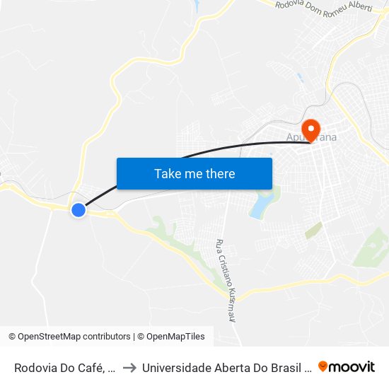 Rodovia Do Café, 3308-3344 to Universidade Aberta Do Brasil - Polo Apucarana map