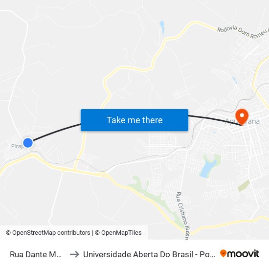 Rua Dante Manosso to Universidade Aberta Do Brasil - Polo Apucarana map