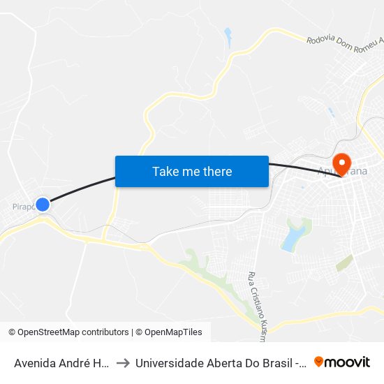 Avenida André Hermandes to Universidade Aberta Do Brasil - Polo Apucarana map
