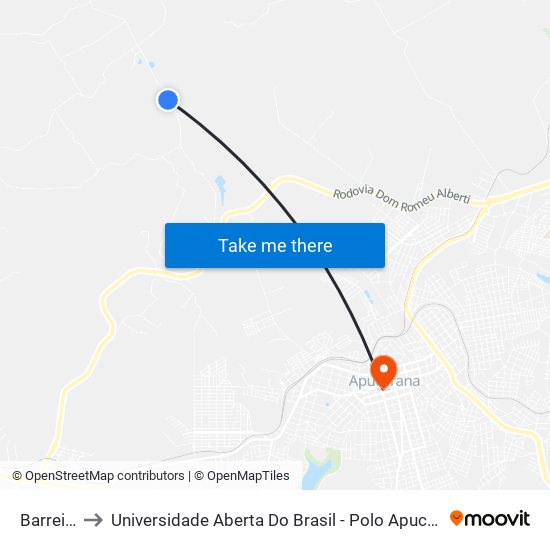Barreiro to Universidade Aberta Do Brasil - Polo Apucarana map