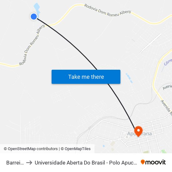 Barreiro to Universidade Aberta Do Brasil - Polo Apucarana map