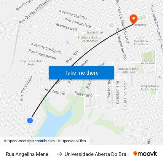 Rua Angelina Menegazzo, 149-231 to Universidade Aberta Do Brasil - Polo Apucarana map