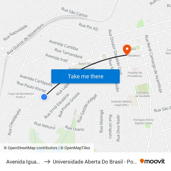 Avenida Iguaçu, 683 to Universidade Aberta Do Brasil - Polo Apucarana map