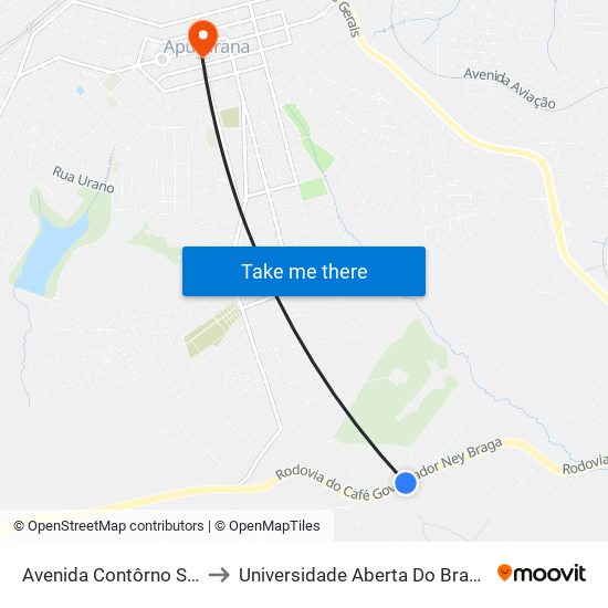 Avenida Contôrno Sul, 7840-8148 to Universidade Aberta Do Brasil - Polo Apucarana map
