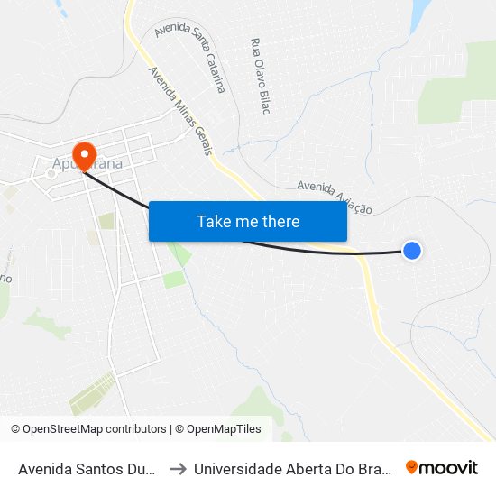 Avenida Santos Dumont, 328-392 to Universidade Aberta Do Brasil - Polo Apucarana map