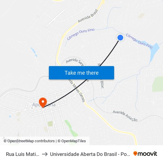 Rua Luís Matiuzi, 62 to Universidade Aberta Do Brasil - Polo Apucarana map