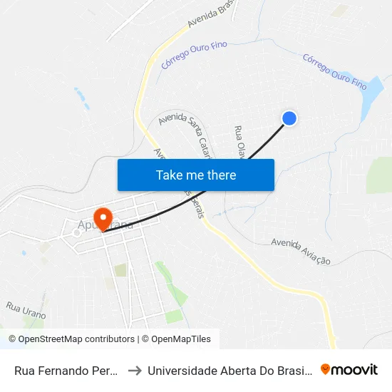 Rua Fernando Pereira, 391-489 to Universidade Aberta Do Brasil - Polo Apucarana map