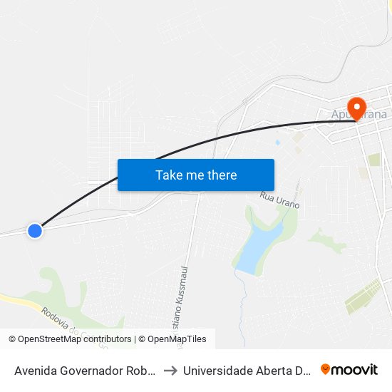 Avenida Governador Roberto Da Silveira, 1461-1755 to Universidade Aberta Do Brasil - Polo Apucarana map