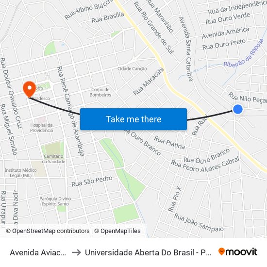 Avenida Aviacao, 366 to Universidade Aberta Do Brasil - Polo Apucarana map