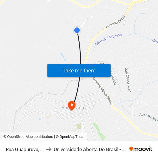 Rua Guapuruvu, 578-648 to Universidade Aberta Do Brasil - Polo Apucarana map