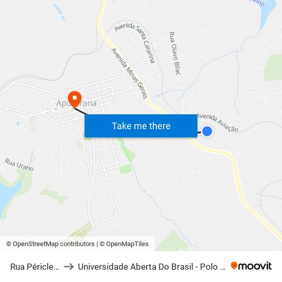 Rua Péricles, 14 to Universidade Aberta Do Brasil - Polo Apucarana map