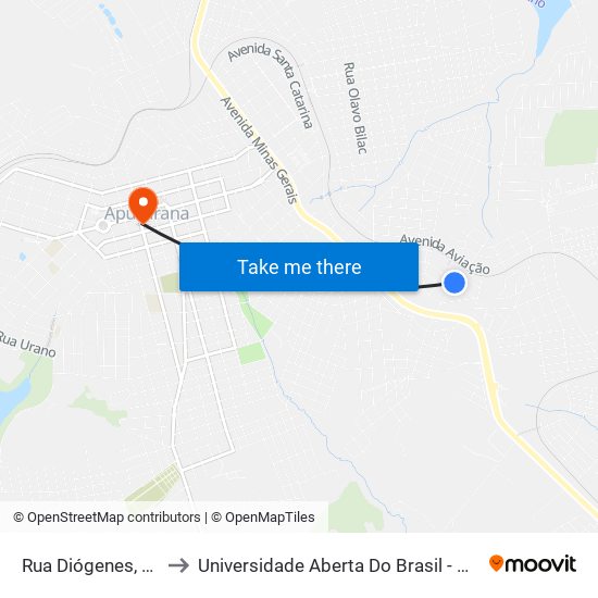 Rua Diógenes, 210-282 to Universidade Aberta Do Brasil - Polo Apucarana map