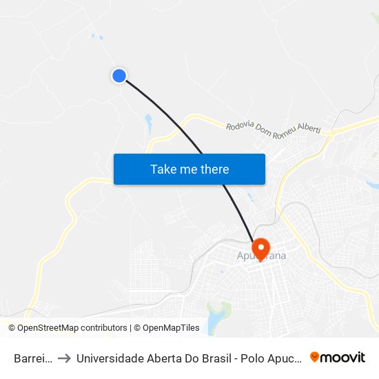 Barreiro to Universidade Aberta Do Brasil - Polo Apucarana map