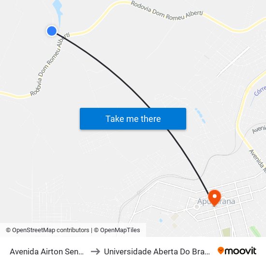 Avenida Airton Senna, 5006-5448 to Universidade Aberta Do Brasil - Polo Apucarana map