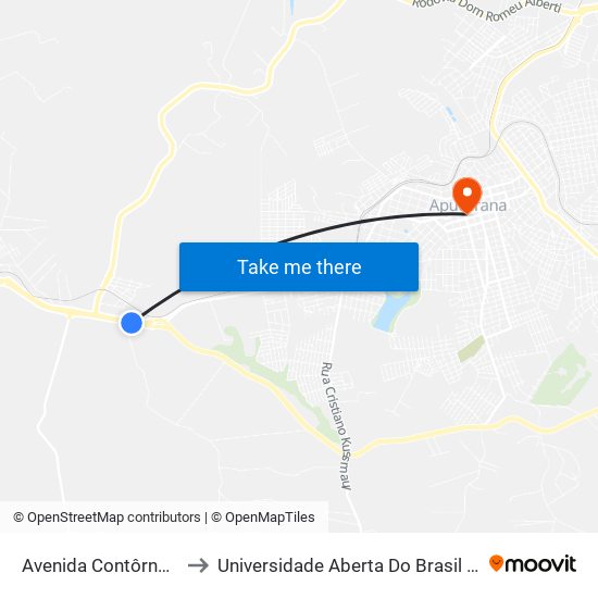 Avenida Contôrno Sul, 2-152 to Universidade Aberta Do Brasil - Polo Apucarana map